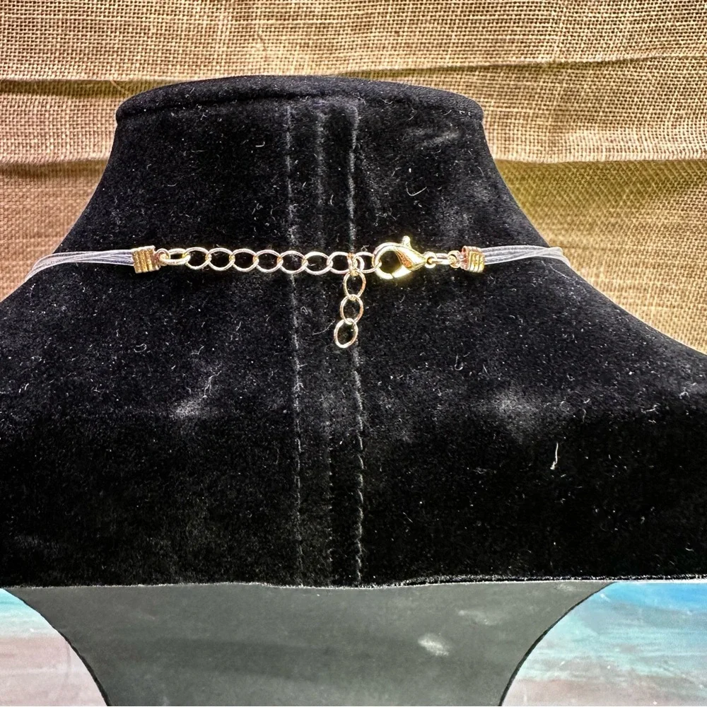Boho‎ party elegant invisible multi layer gold teardrop choker necklace NWOT